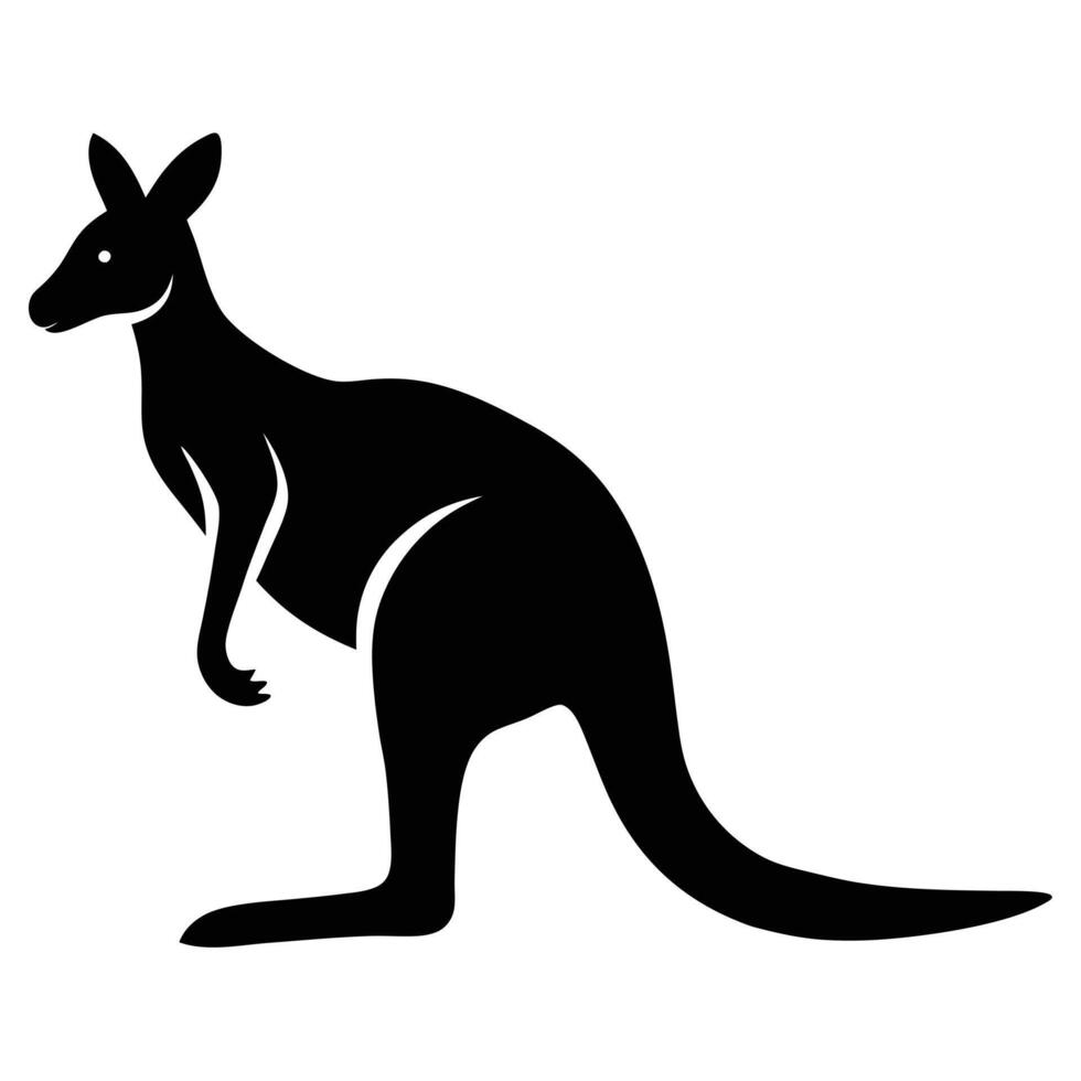 Minimalist Kangaroo Silhouette on Transparent Background, Wildlife Icon vector