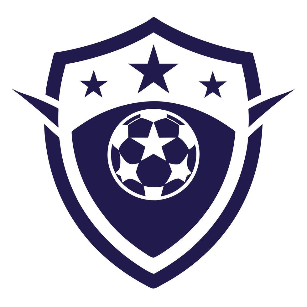 Navy Shield with Soccer Ball and Stars Icon with a Transparent Background vector