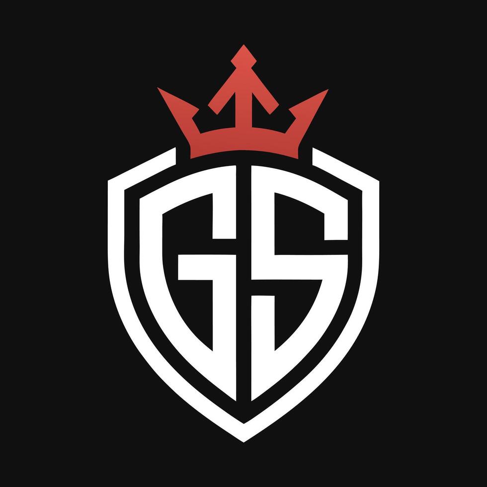 Abstract GS Letter Logo Shield, Crown, Monogram in White and Red on Transparent BG vector