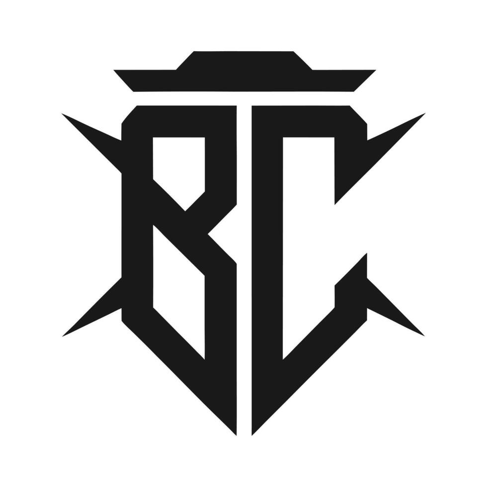 Initial BC Bold Geometric Emblem on Transparent Background vector