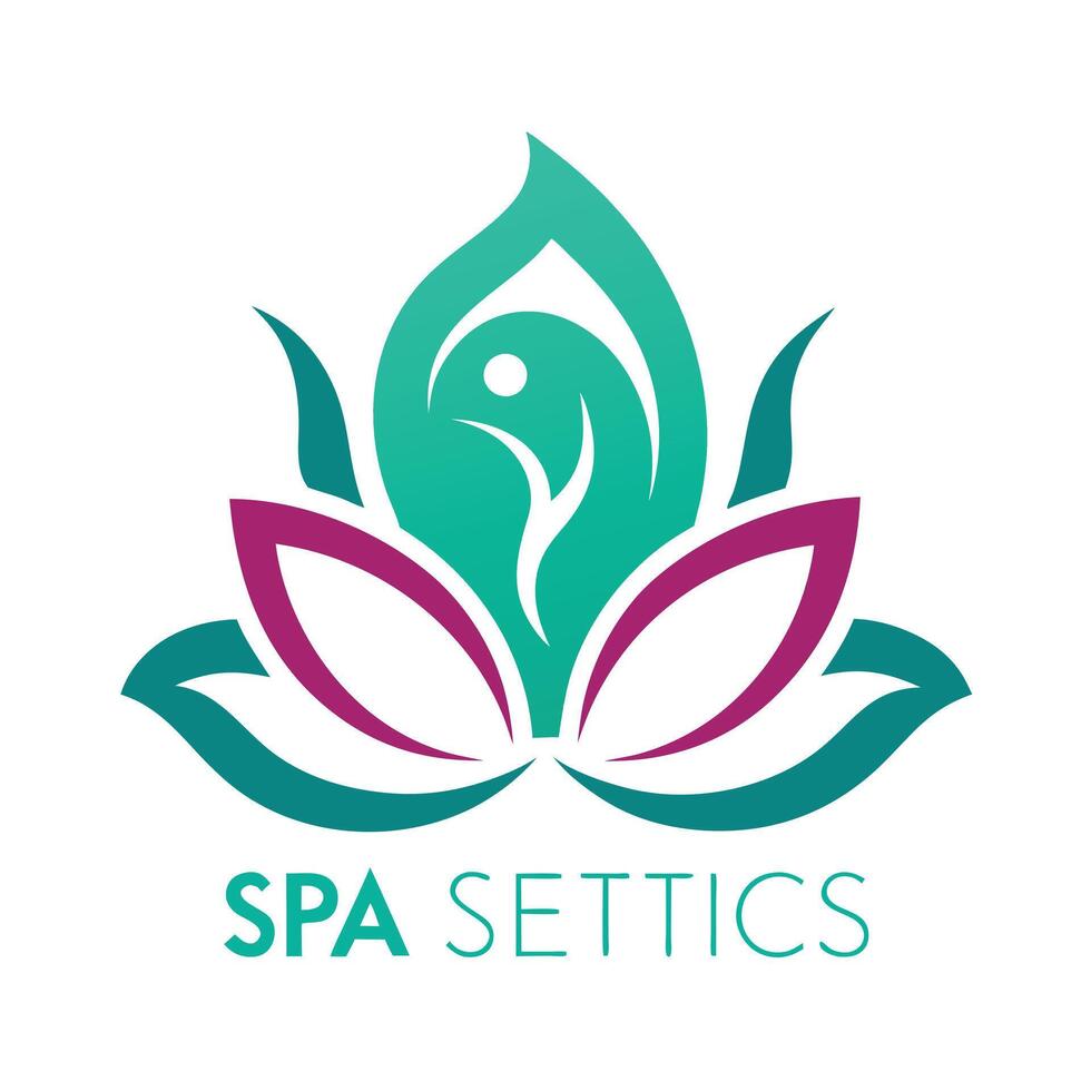 Lotus Flower Logo Design with Teal and Magenta on White Background vector