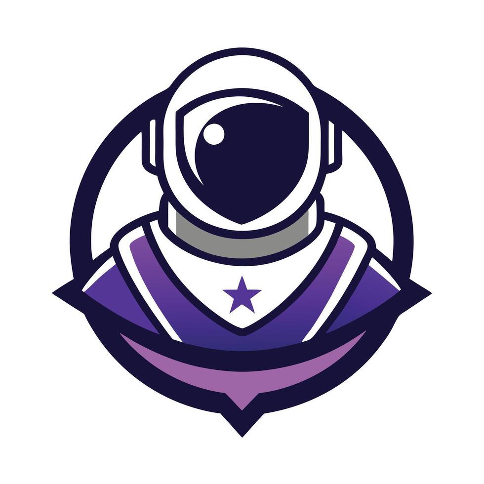 Astronaut Mascot Logo with Star on Chest in Purple and White with vector
