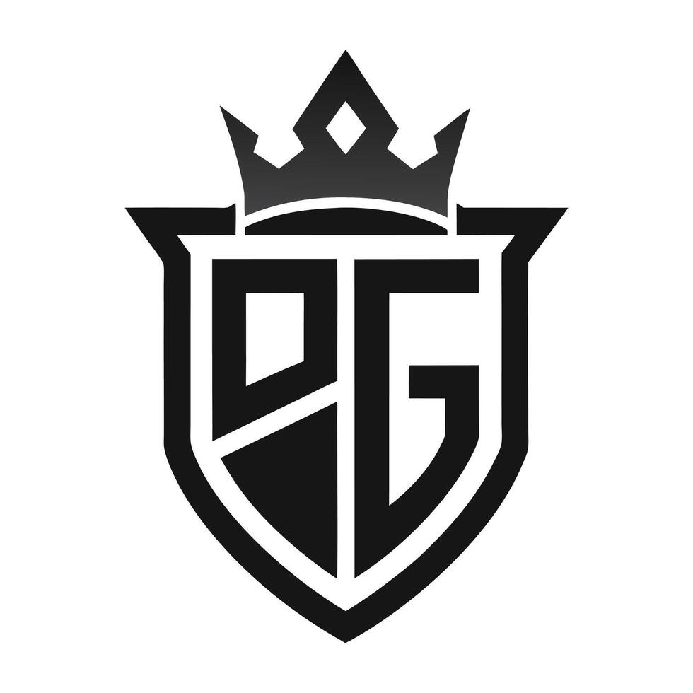 Abstract DG Monogram Shield Shape Crown Logo Isolated on White Background vector