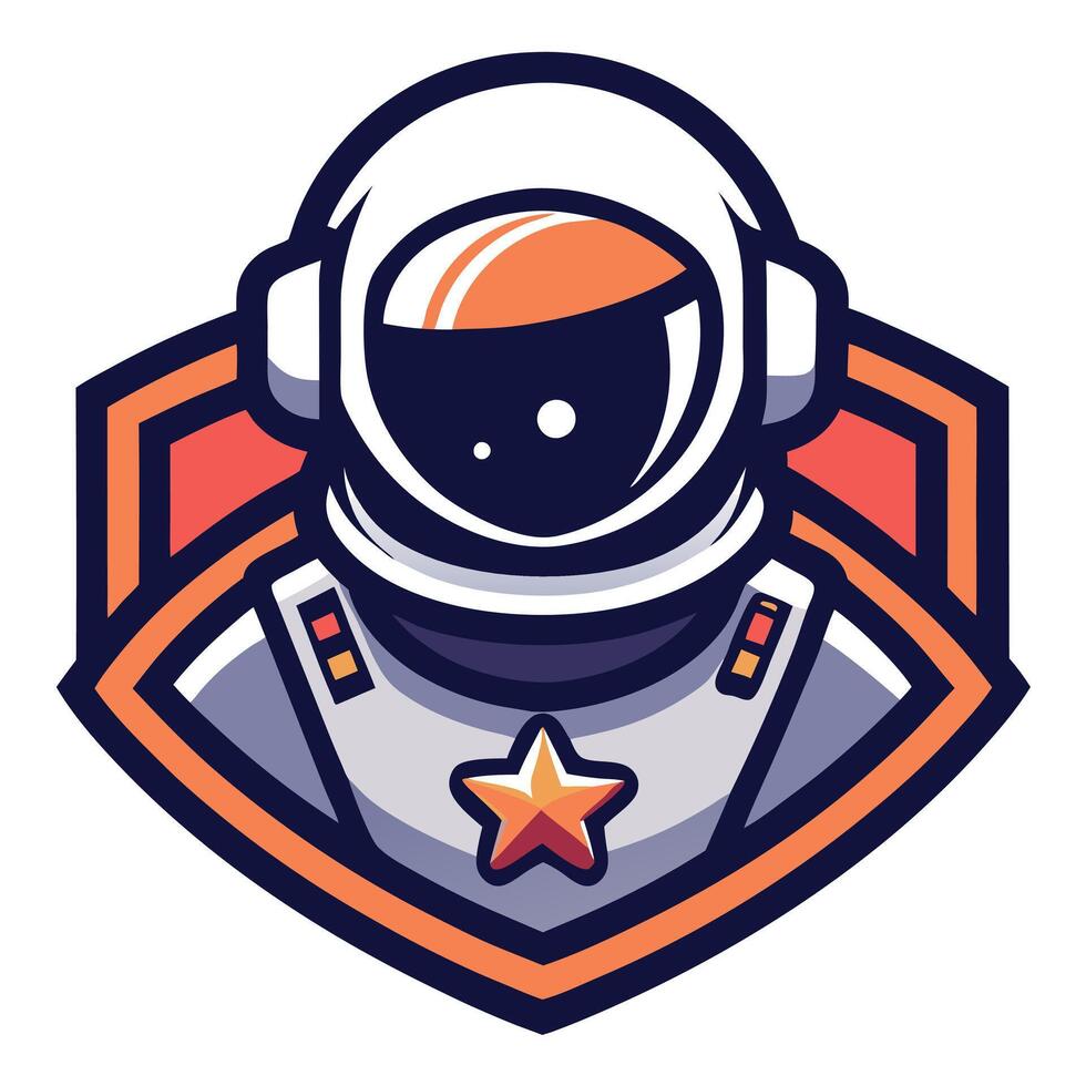 Cartoon Astronaut in Space Suit with Star Emblem on Transparent vector