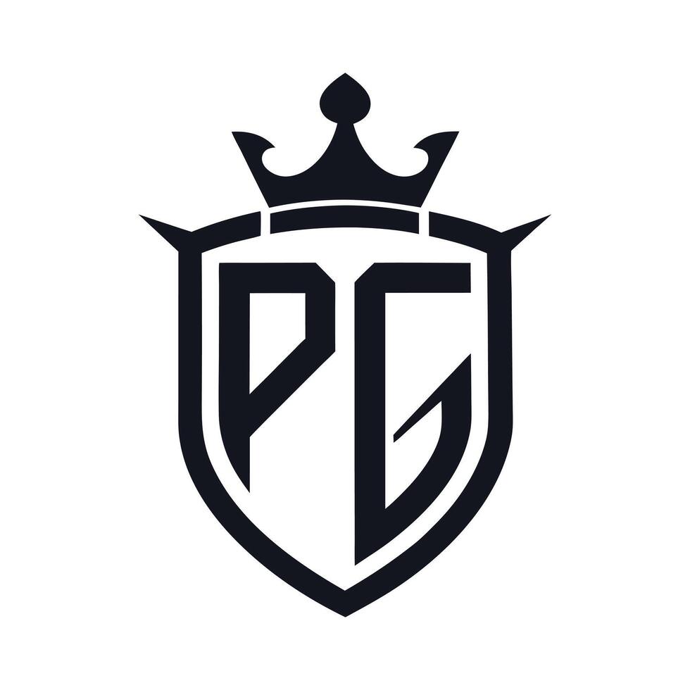 Elegant PG Initial Crest Logo, Monogram on Shield with Crown, Transparent vector
