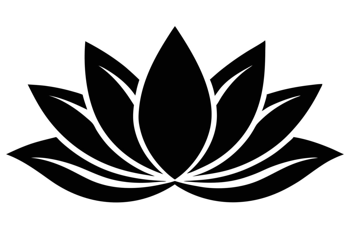 Elegant Lotus Flower Silhouette with Smooth Petals on Transparent Background vector