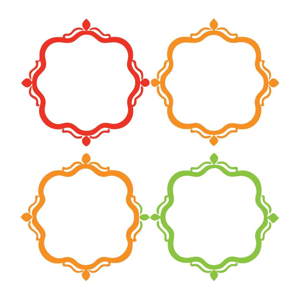 Ornamental Colorful Floral Frames Isolated Decorative Elements vector