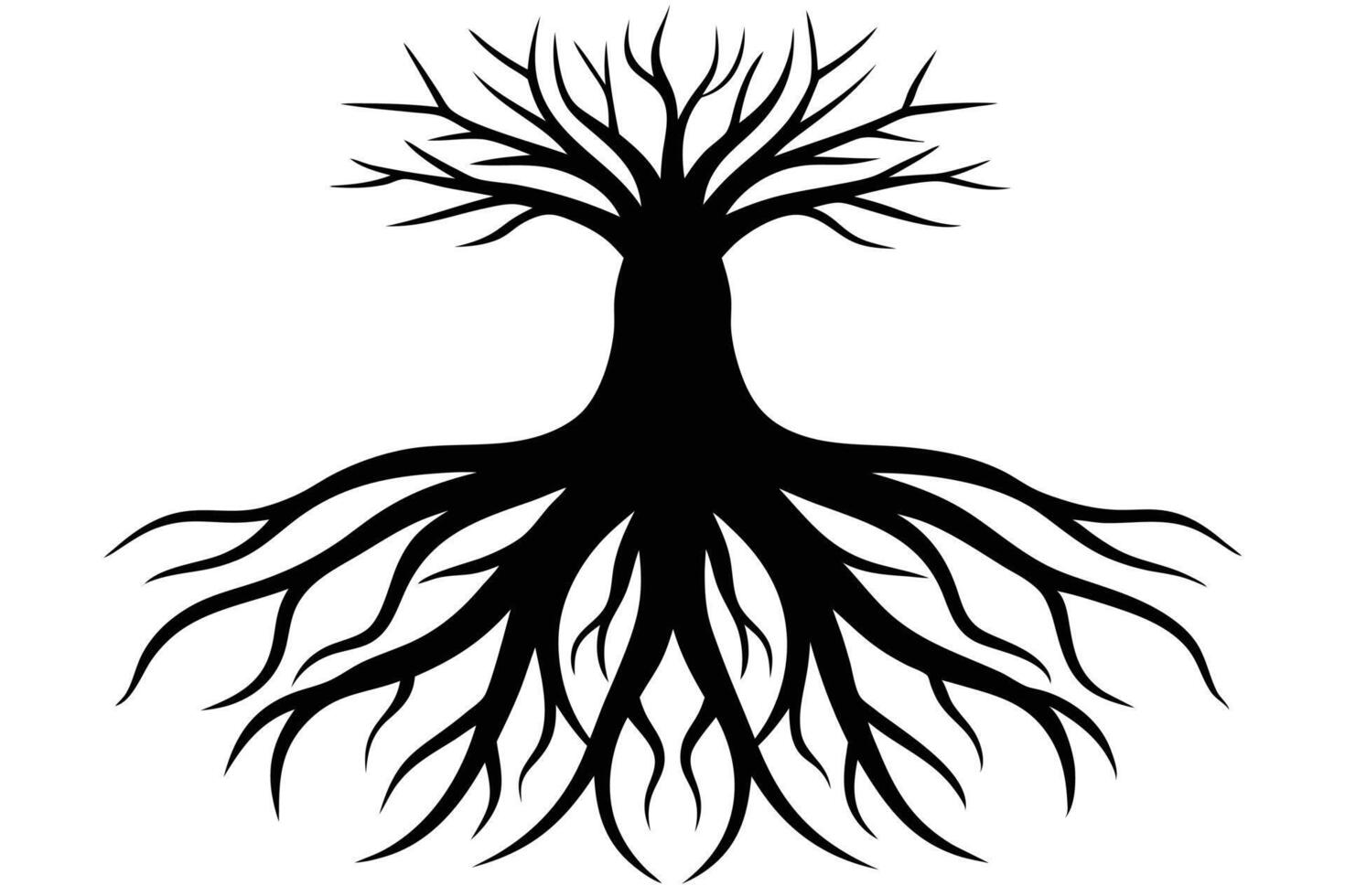 Silhouette Tree with Roots Design vector