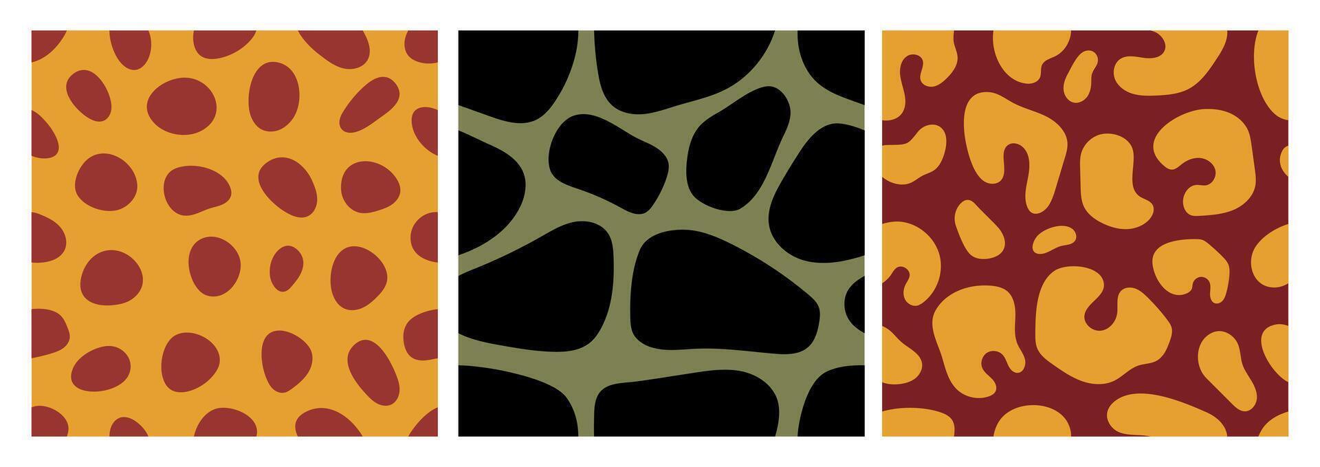 Animal skin seamless pattern set. Leopard, giraffe, jaguar print. Modern design of clothes, paper, cover, wallpaper, bed linen, fabric vector