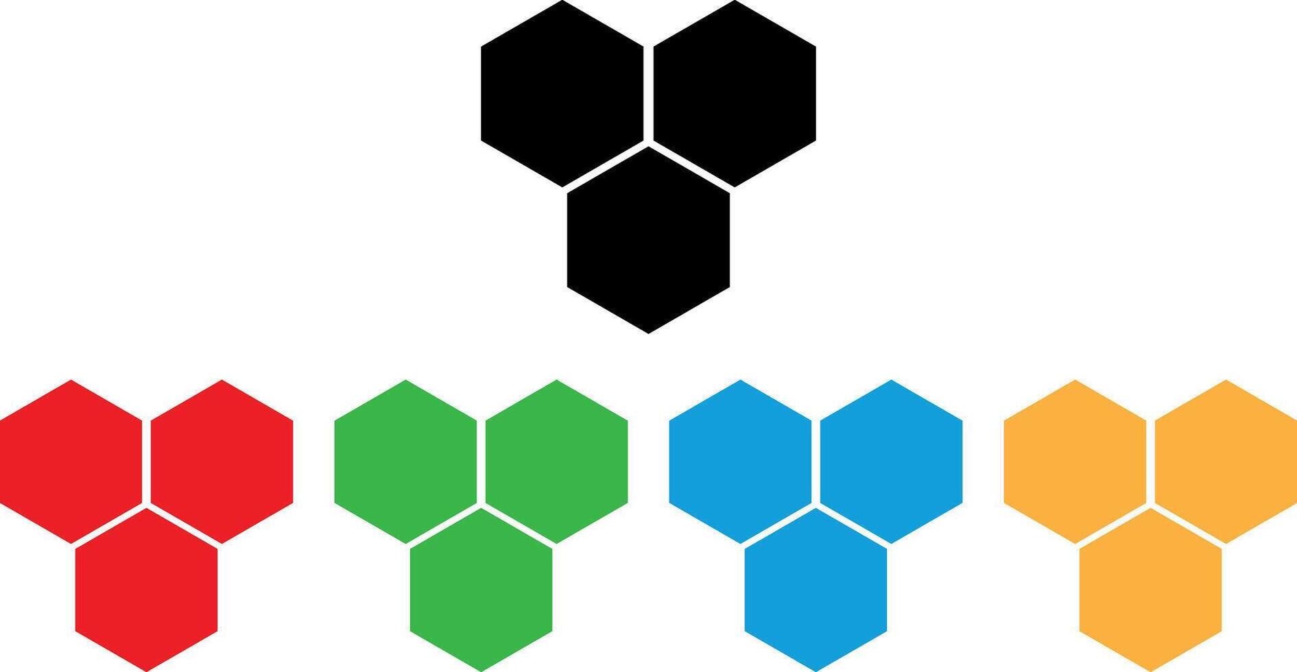 Colorful honeycomb icon set in different colors . Bee hive icon . Honey symbol . illustration vector
