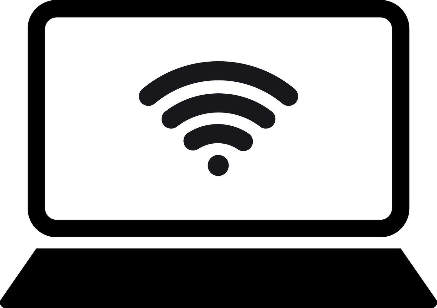 Laptop wifi icon isolated on white background . Laptop with wifi icon . illustration vector