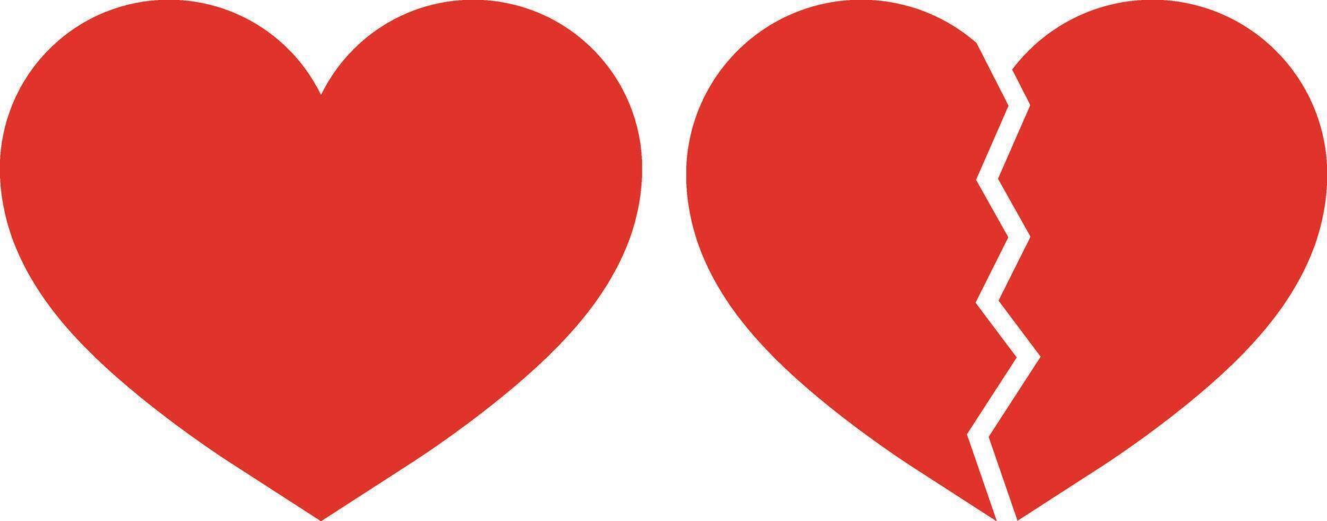 Heart and broken heart icons isolated on white background . Love symbols . illustration vector