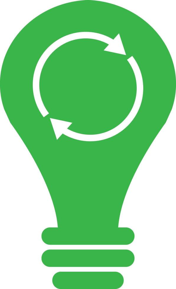Renewable energy icon . Green renewable energy symbol with lamp icon . illustration vector