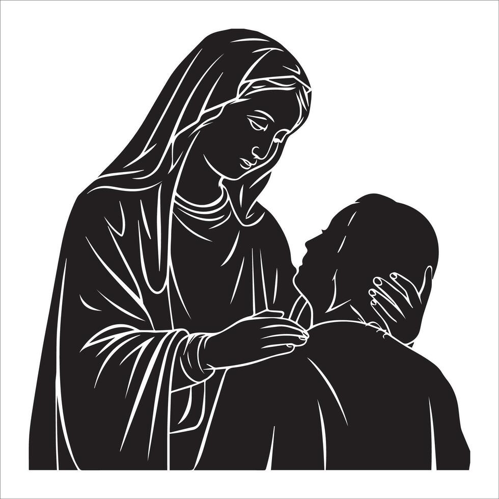 Virgin Mother with Baby Jesus vector