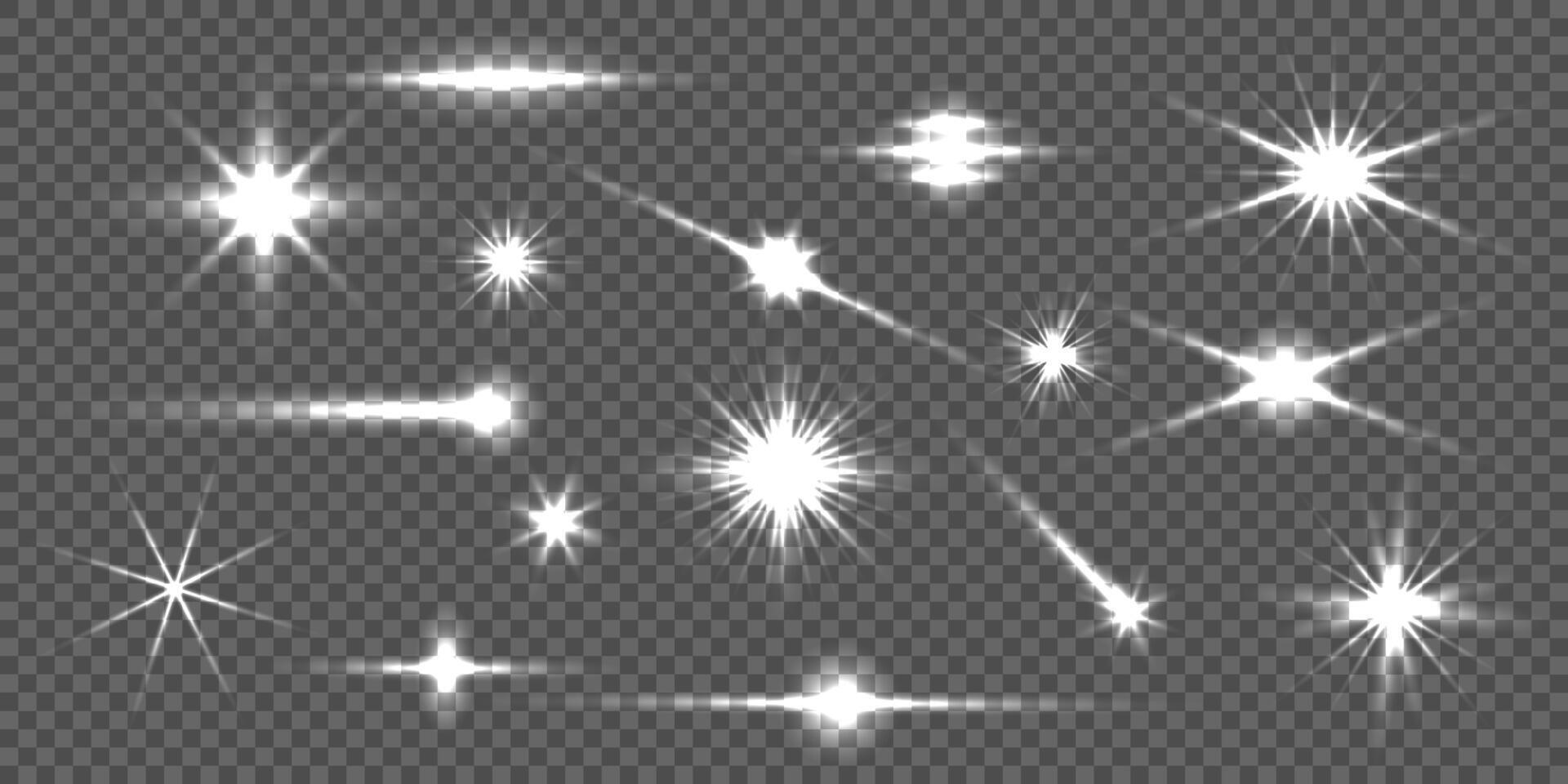 Set of glowing light effect, flash light,glow sparkle effect vector