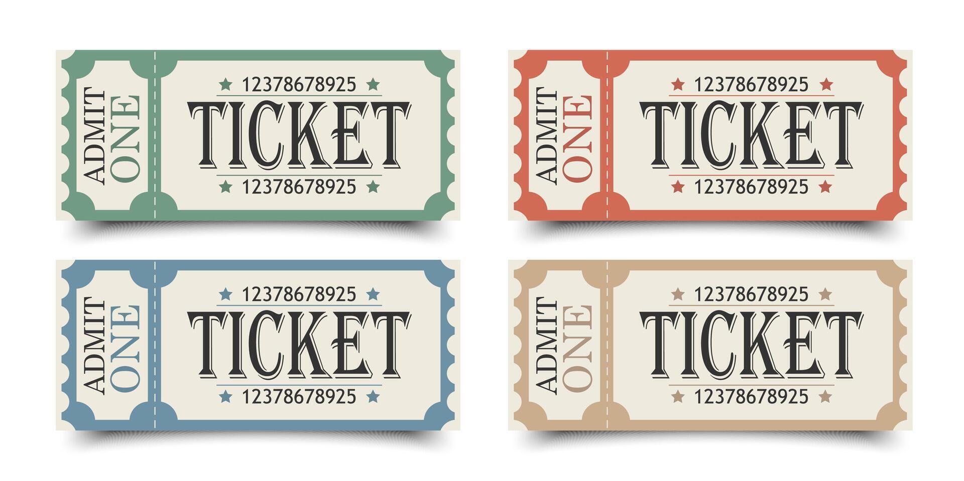 Retro ticket template with shadow vector