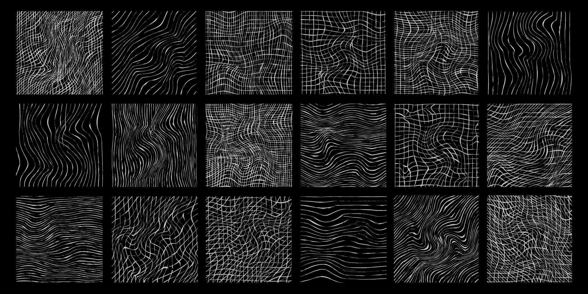 White sketch pencil texture wood effect on black, set vector