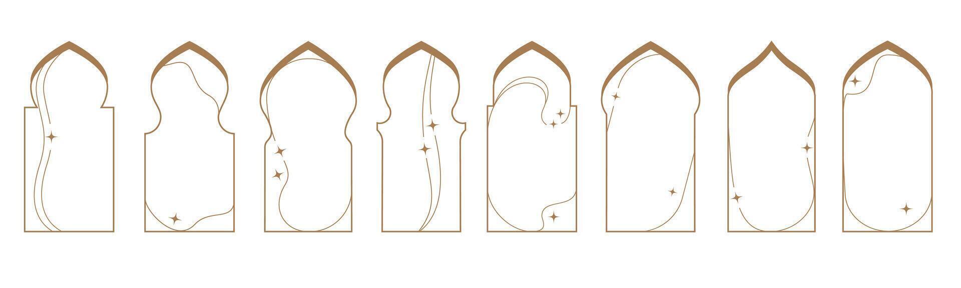 Linear frames for ramadan islamic templates vector