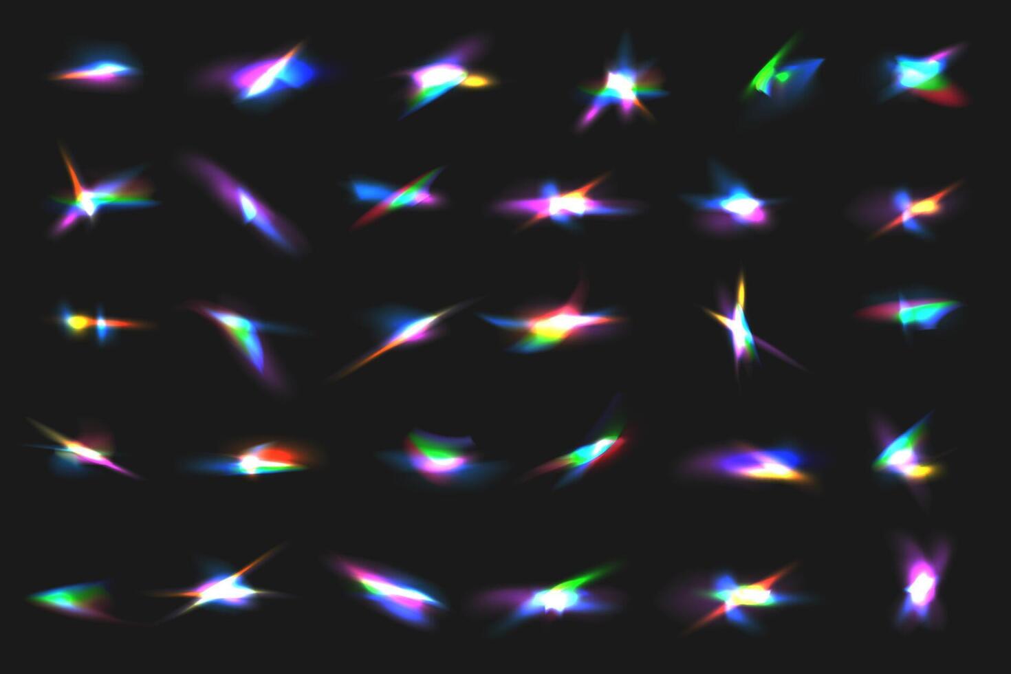 Crystal rainbow flares,rainbow flares reflection lights with overlay effect vector