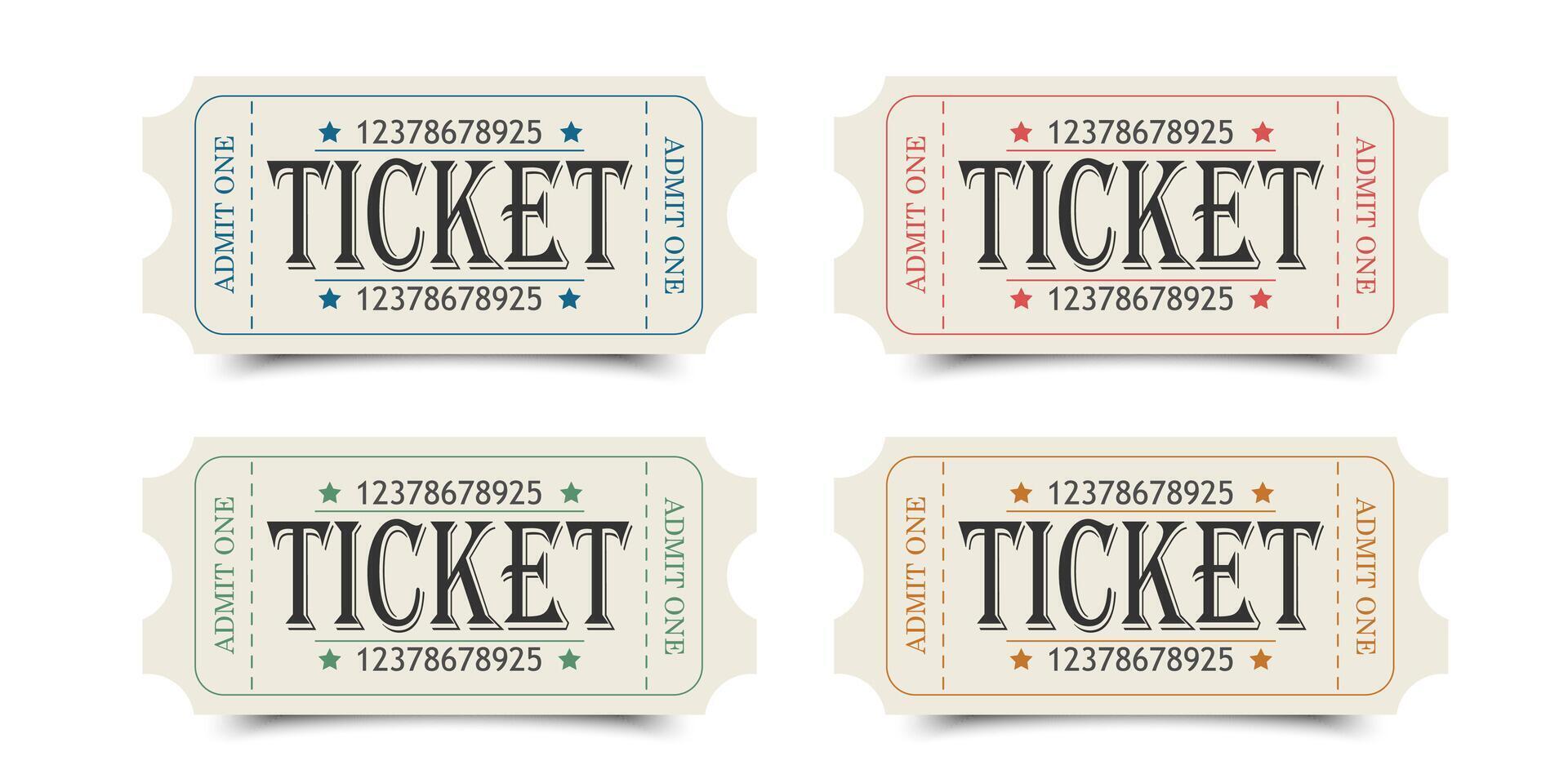 Vintage ticket template with shadow vector