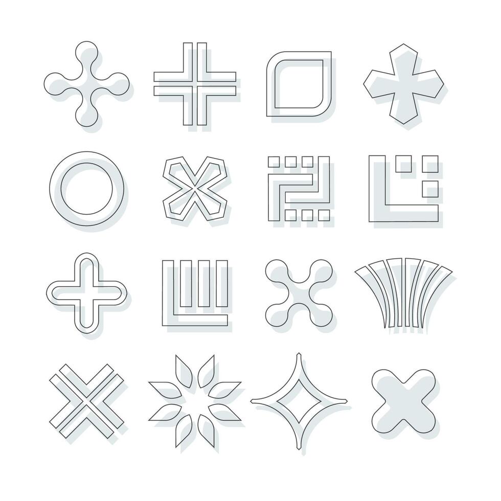 Minimal geometric shapes, modern symbols vector