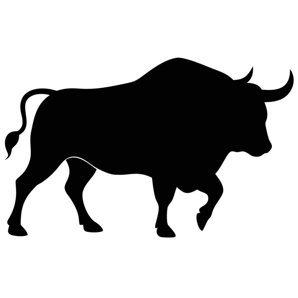 Black Silhouette of Bull - Powerful Cattle Side View vector