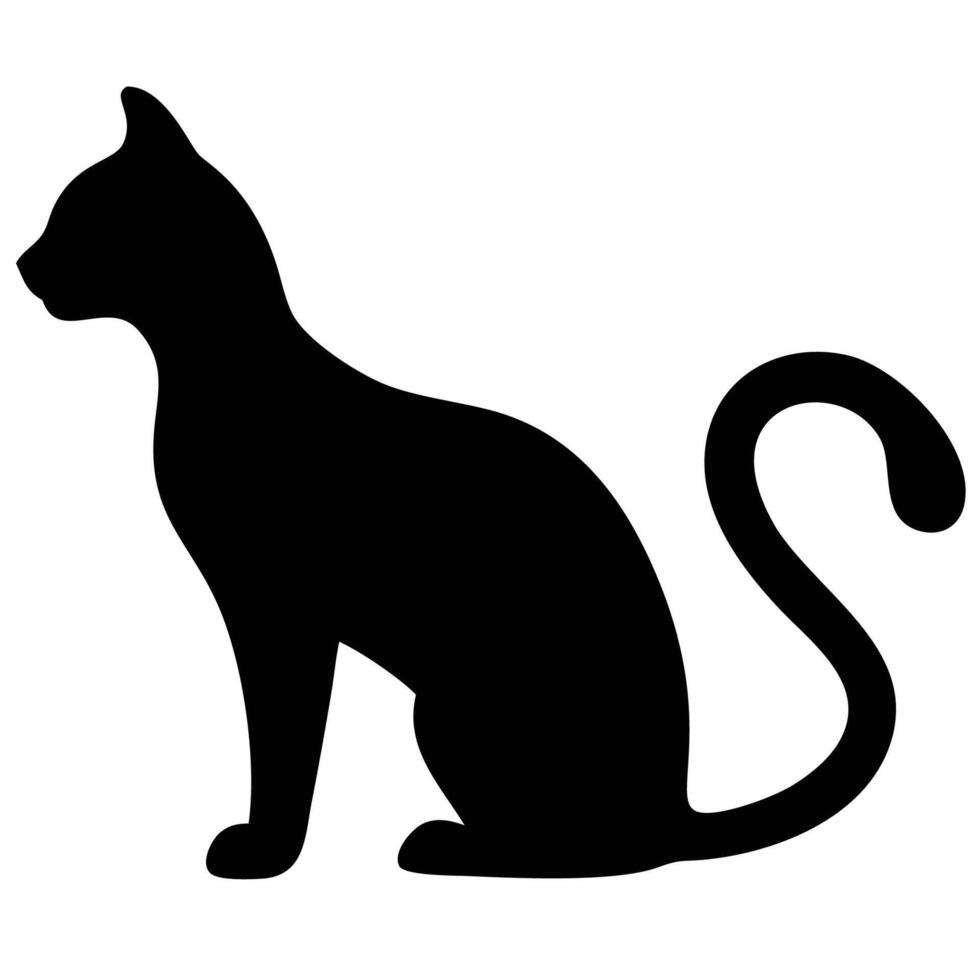 Black Cat Silhouette - Minimalist Side View vector