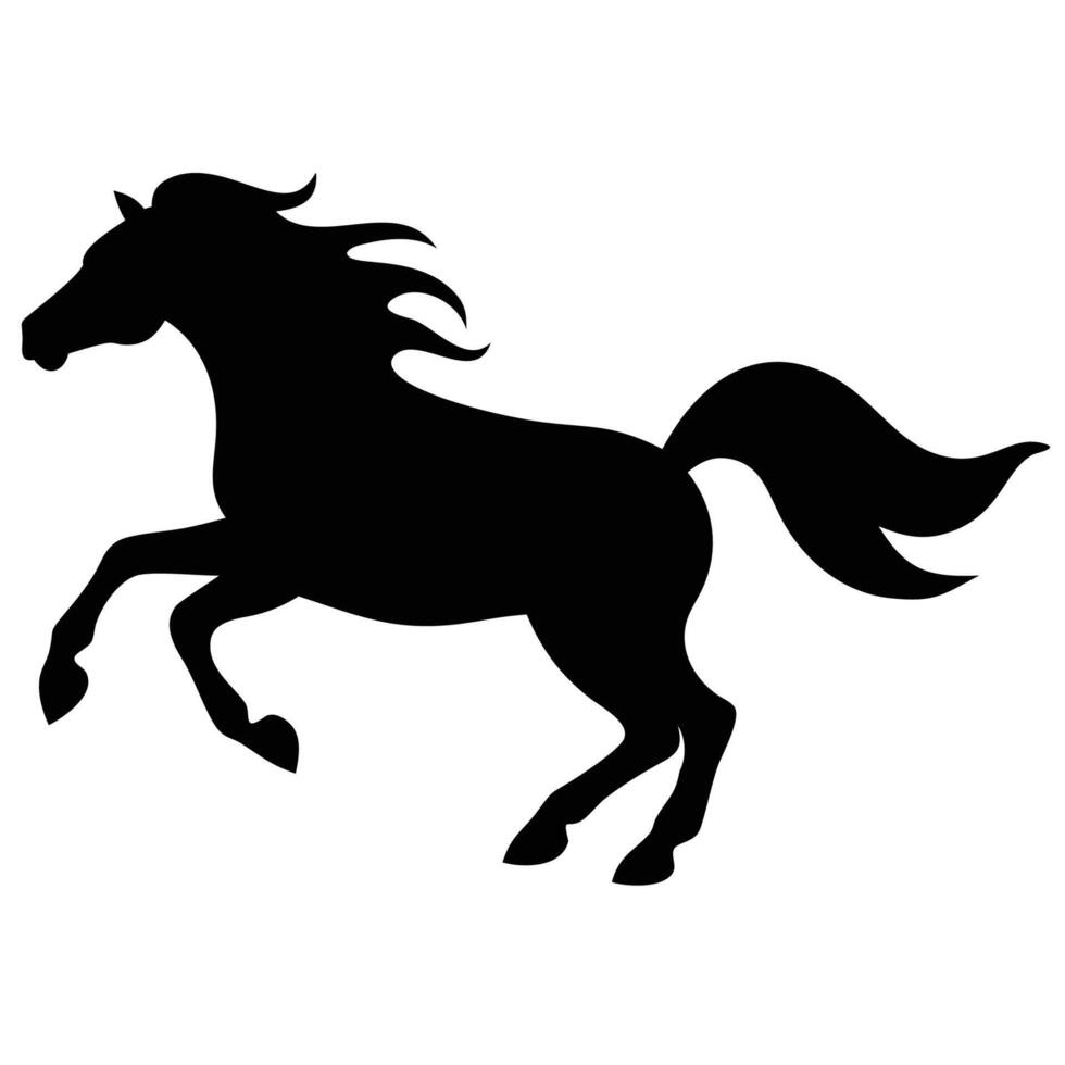 Running Horse Silhouette - Black and White Dynamic Equine Illustration vector