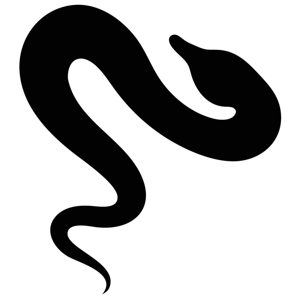 Snake Silhouette - Black and White, Minimalist Reptile Illustration vector