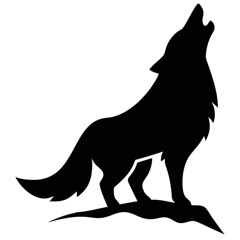 Wolf Silhouette - Howling Wolf Illustration vector