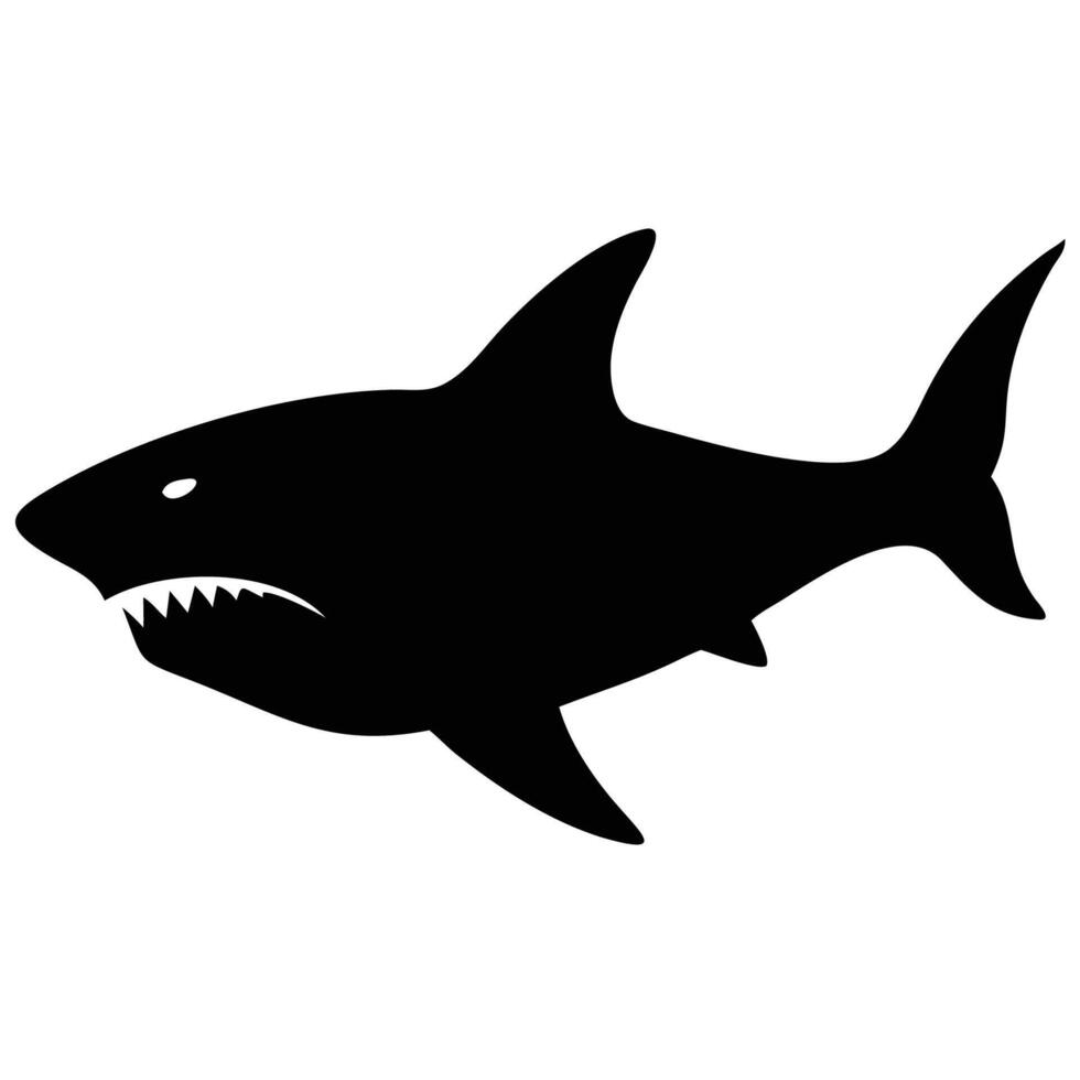 Shark Silhouette - Side View Black and White vector