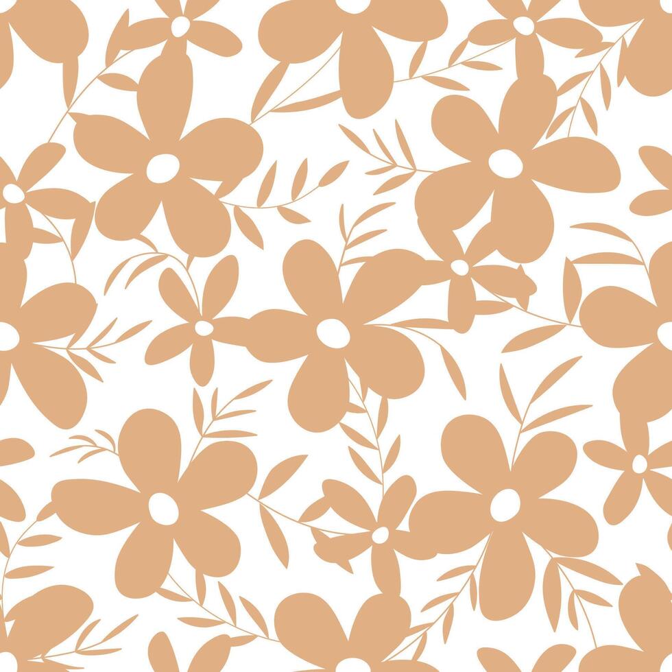 A beautiful pattern featuring brown flowers set against a white background vector