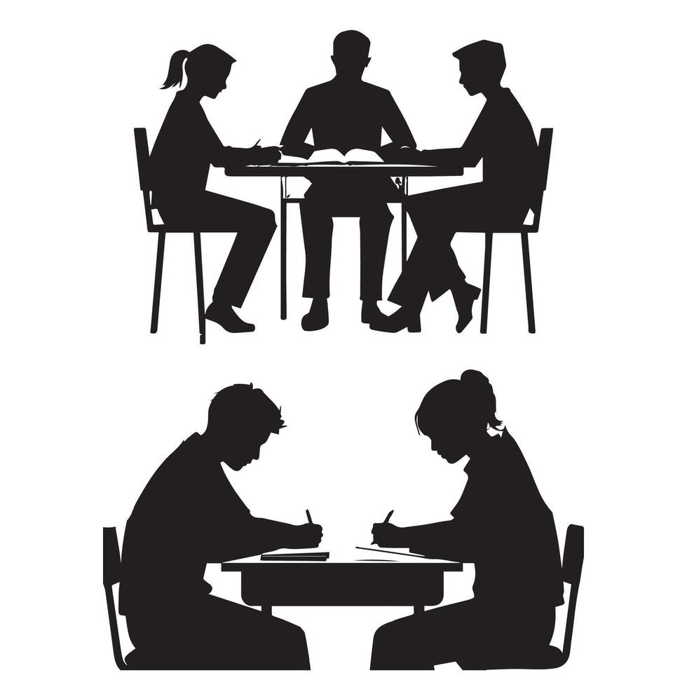 A Study Session in Black and White vector
