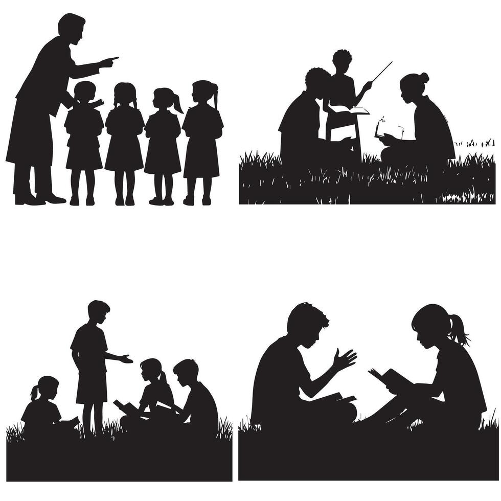 The Silhouette of a Study Session vector