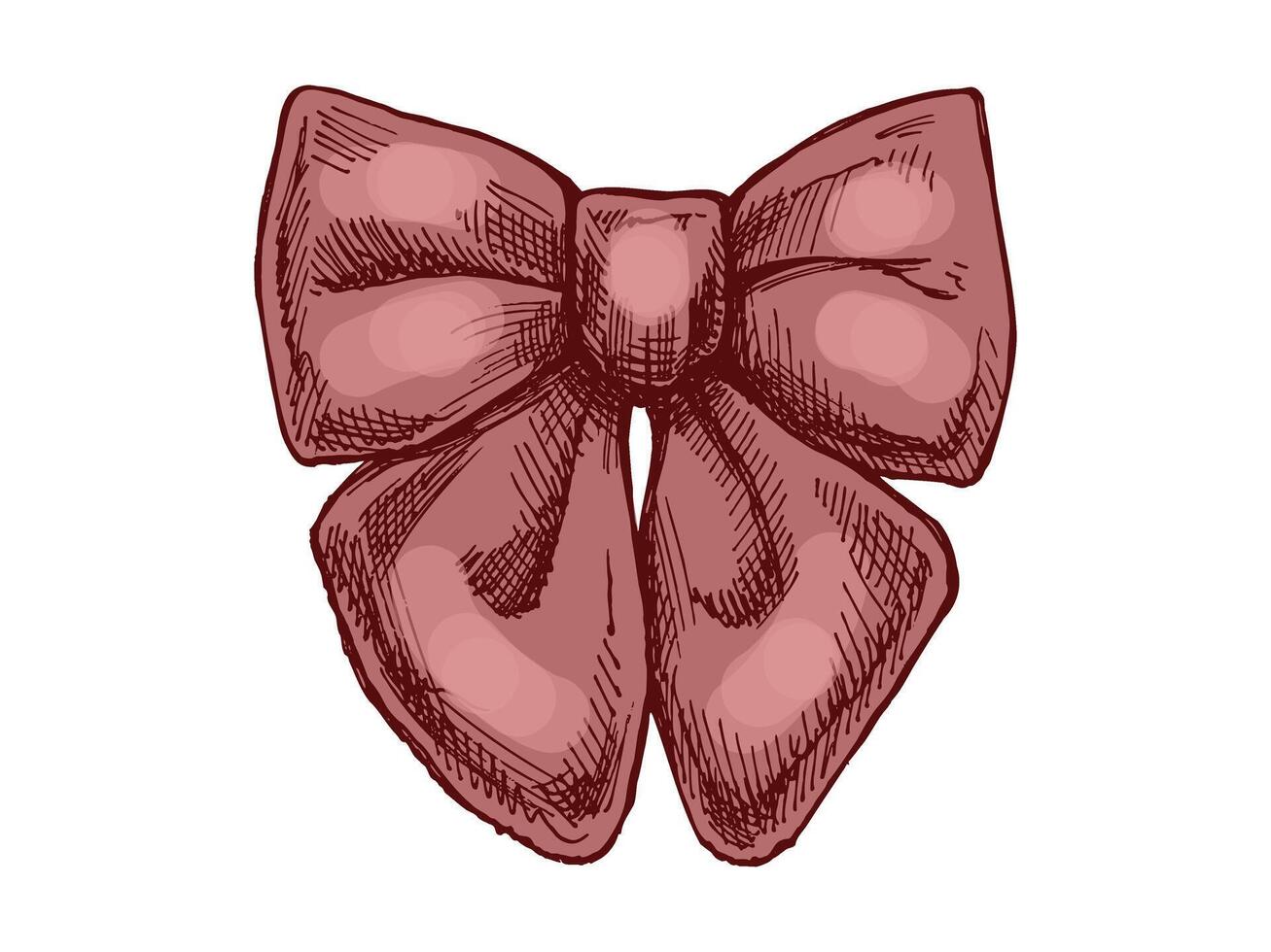 Hand-drawn vintage sketch of a decorative bow with ribbons vector