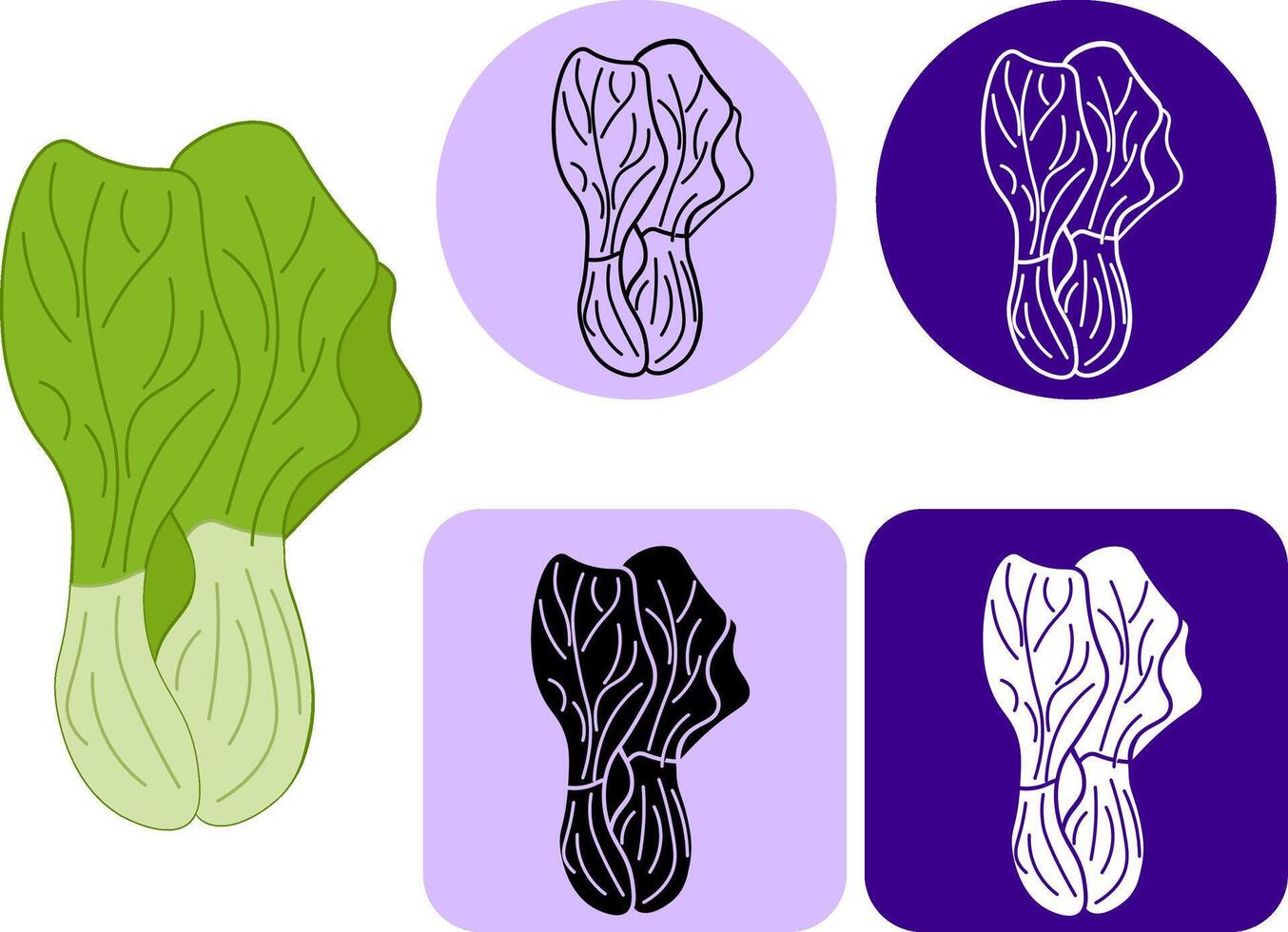 Bok Choy With White logo. flat line illustration For logo, web, package, sticker. Eat green vector