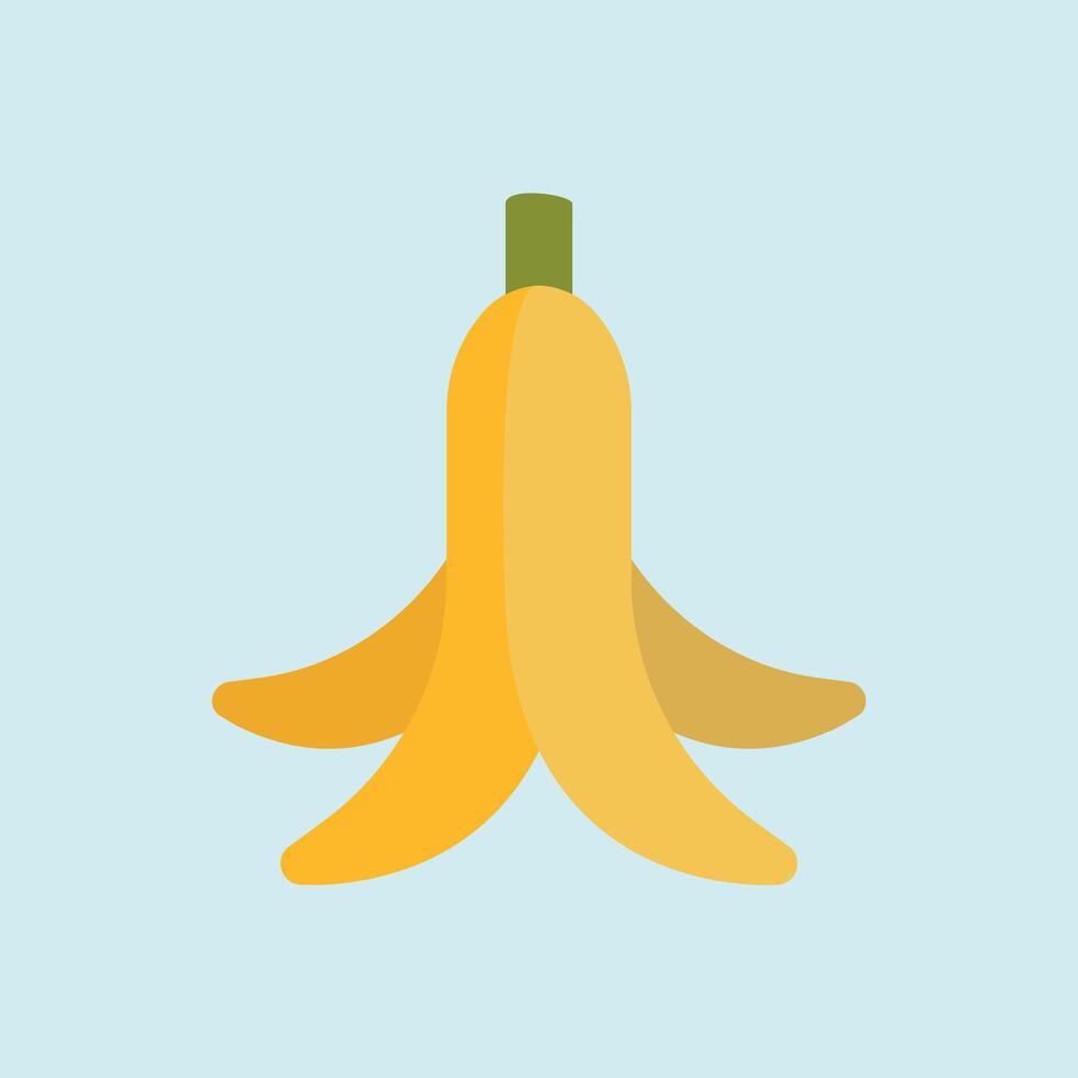 Realistic banana peel icon highlights food waste, organic recycling, and sustainability themes. vector