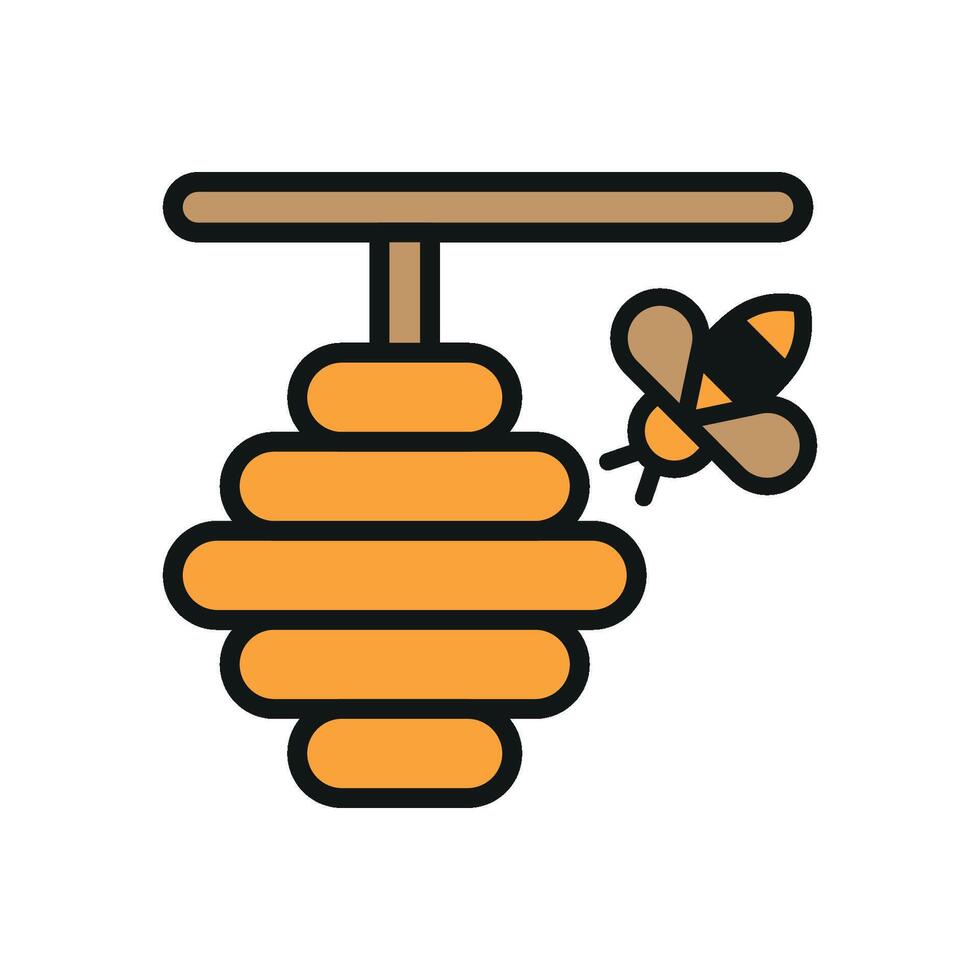 Honeycomb and bee icon illustrates teamwork, efficiency, and the beauty of natural ecosystems. vector