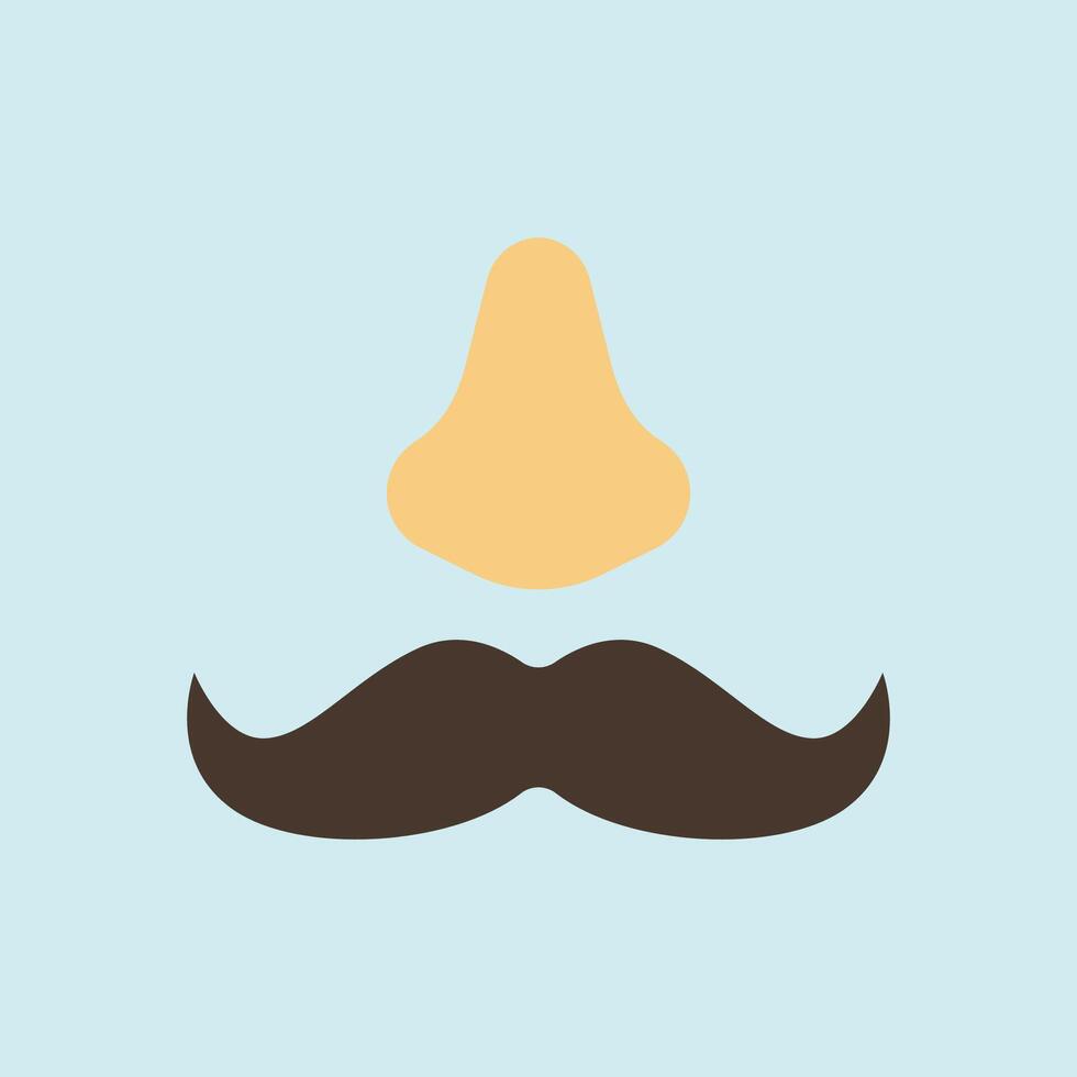 Curly fake mustache icon highlights vintage charm, humor, and prankster vibes. vector