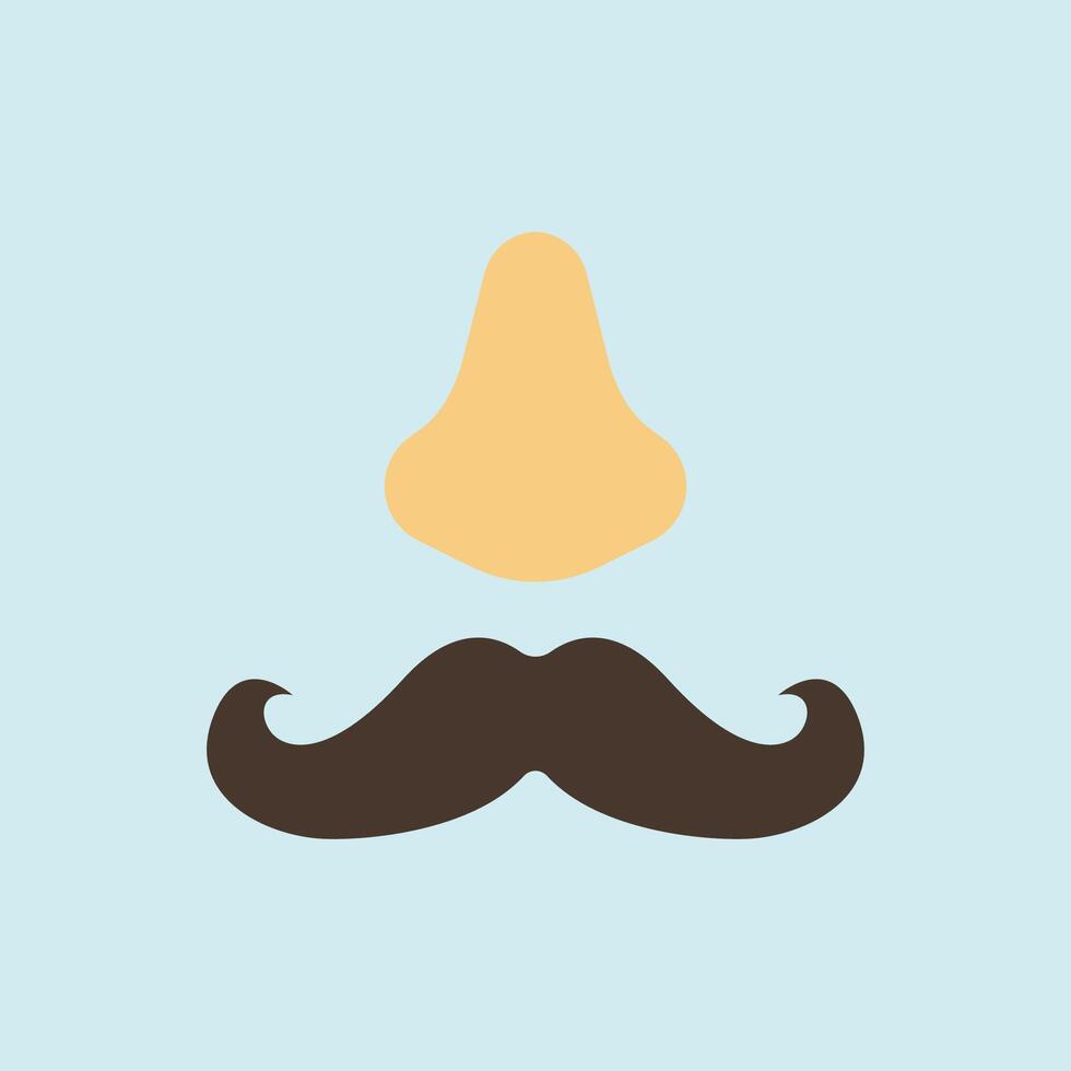 Cartoon mustache icon represents playful trickery, costume parties, and comedic expressions. vector