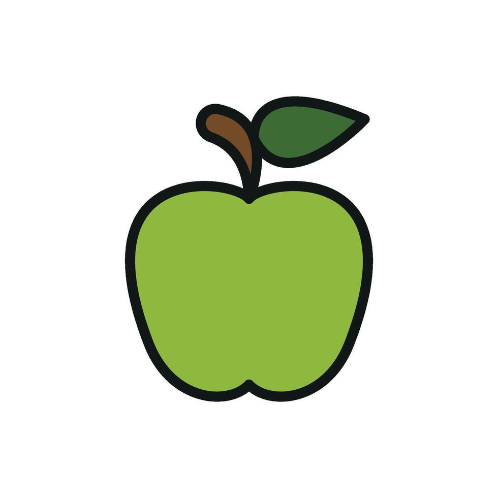 Green apple icon highlights freshness, healthy eating, and organic nutrition awareness. vector