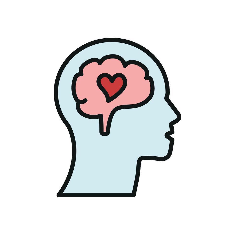 Brain with heart icon symbolizes mental and emotional well-being for World Health Day. vector