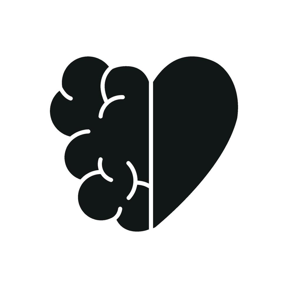 Minimalist brain-heart icon features a clean, modern design for wellness themes. vector