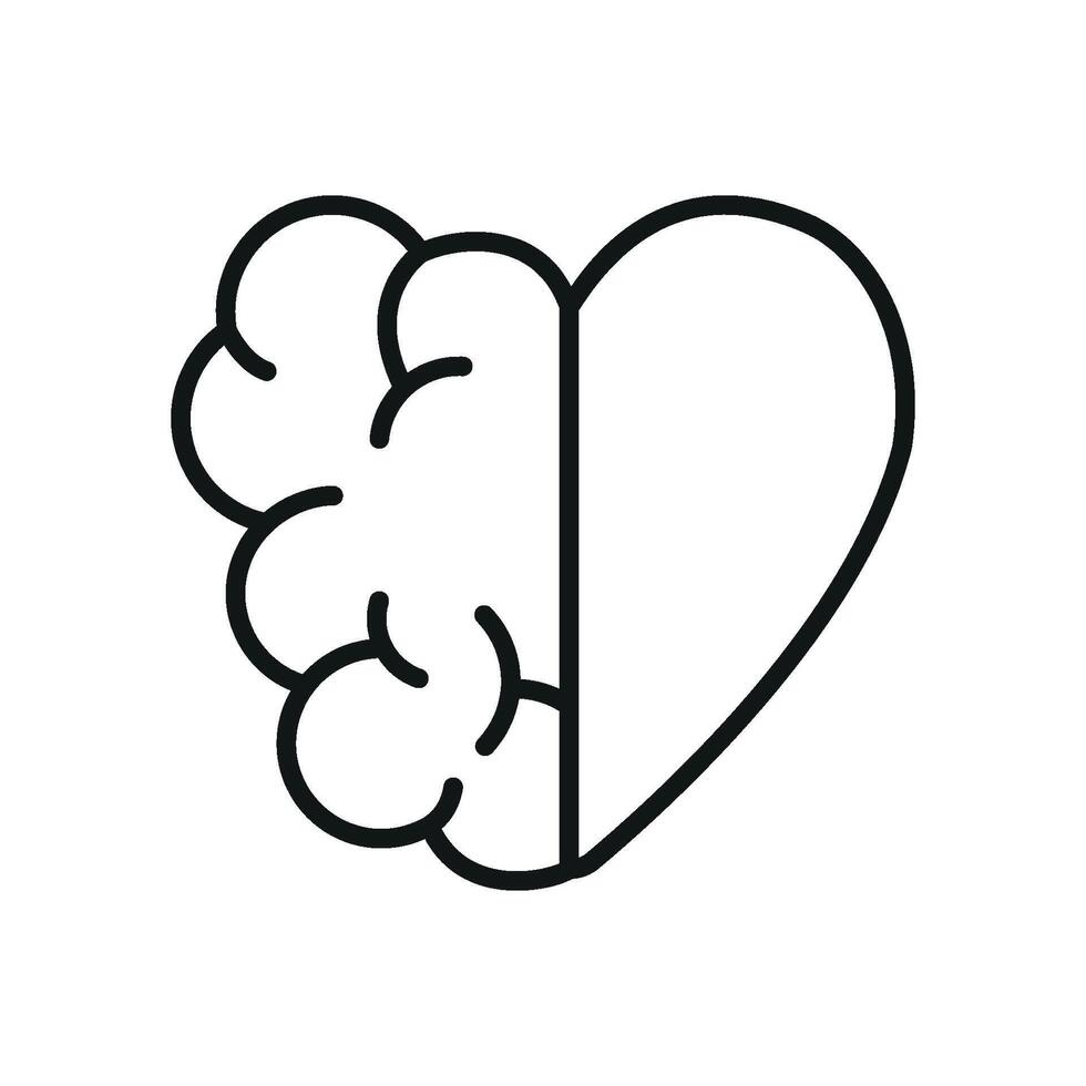 Brain with heart sparkles icon symbolizes inspiration, creativity, and emotional strength. vector