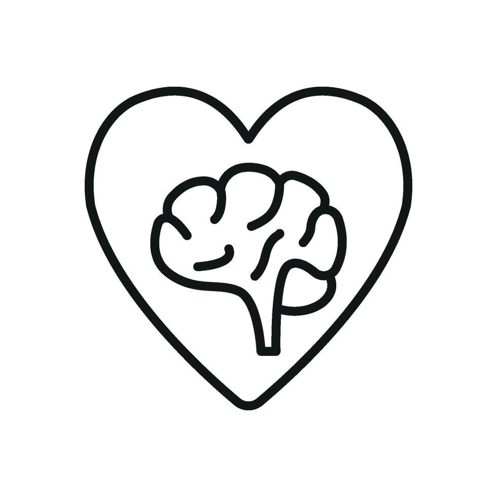 Brain and heart in hands icon highlights care, support, and mental health advocacy. vector
