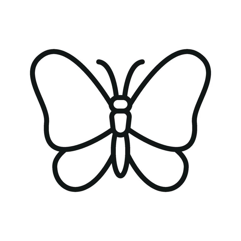Line art butterfly icon features elegance, sophistication, and minimal design for contemporary visuals. vector
