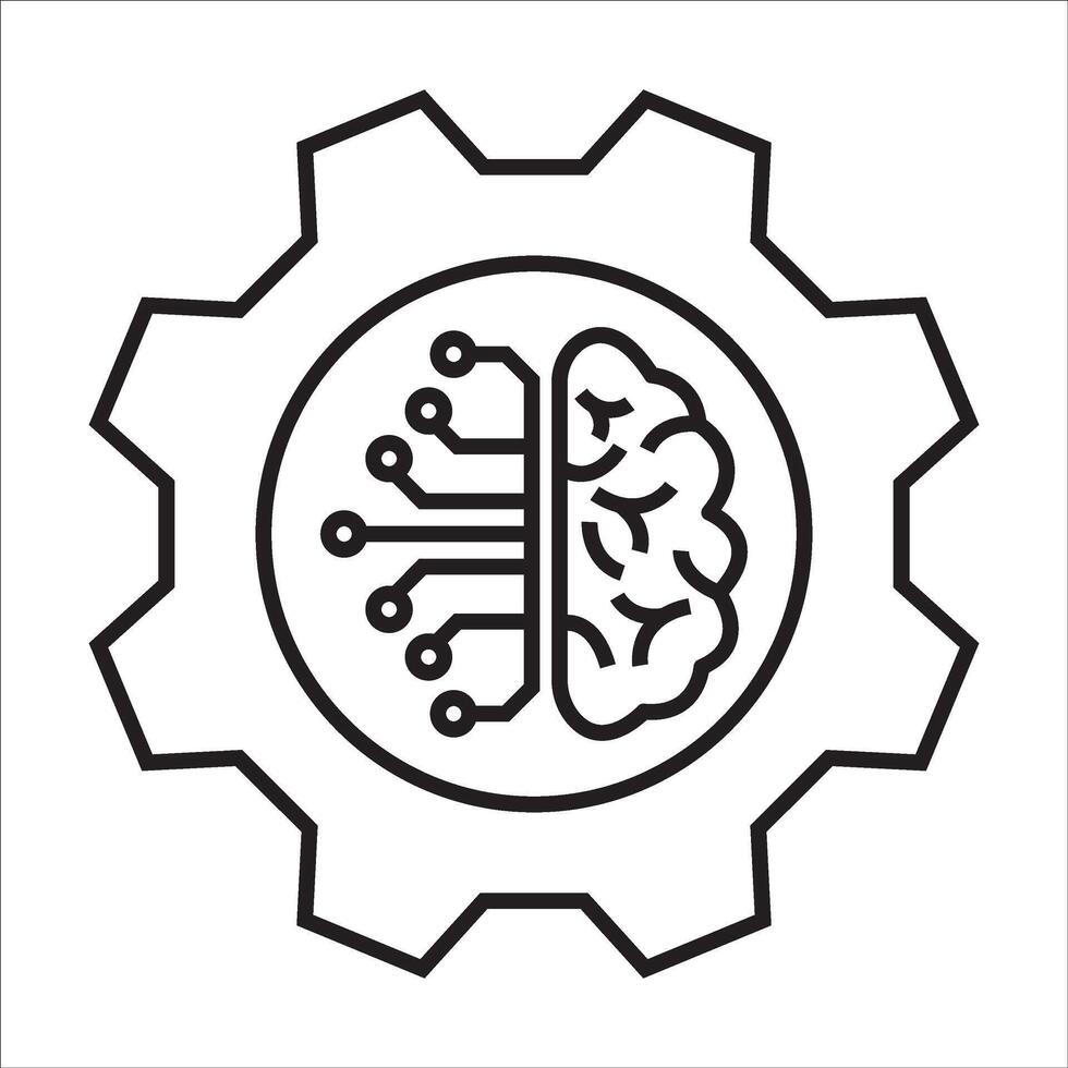 Circuit board with gear icon,Smart AI Cogwheel engineering technology concept,Digital technology. illustrationFor your website,logo,app, UI design. vector