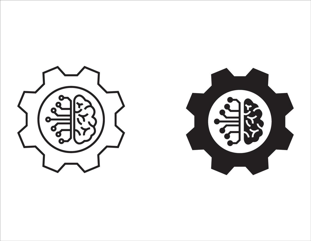 Circuit board with gear icon.mart AI Cogwheel engineering technology concept,Digital technology. illustrationFor your website,logo,app, UI design. vector