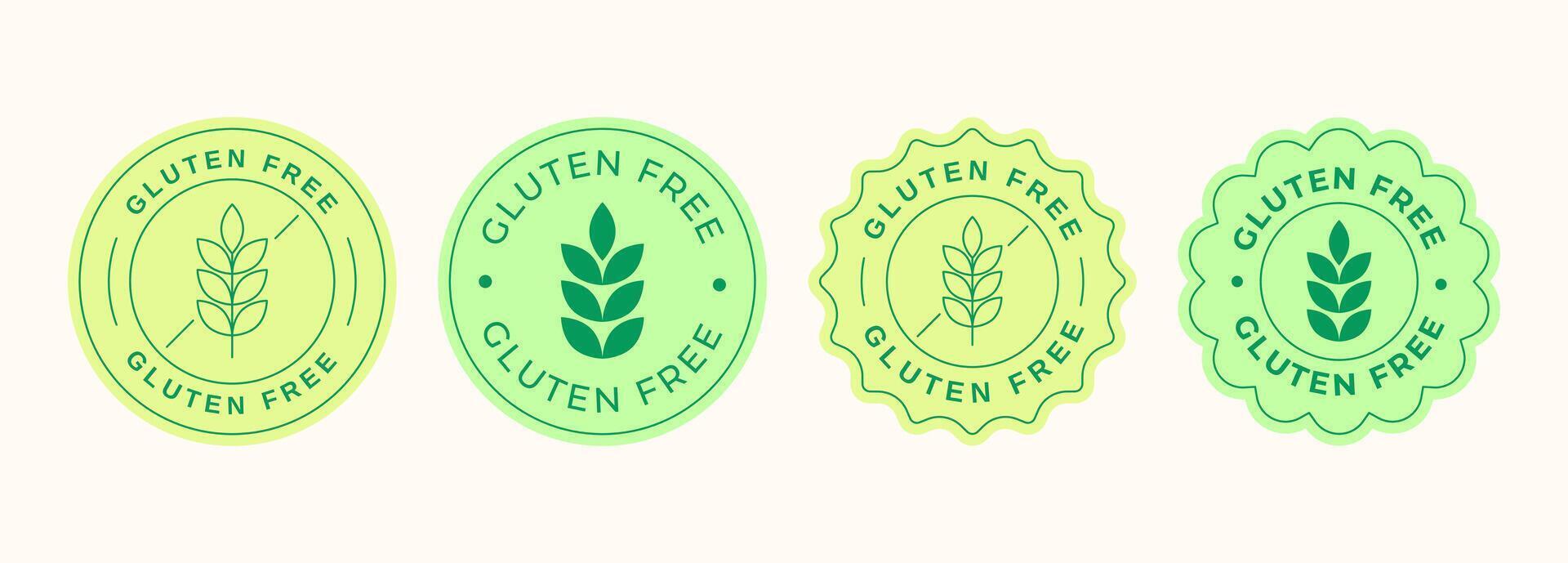 Gluten free signs collection in flat style. Gluten free labels and badges for food products. illustration vector