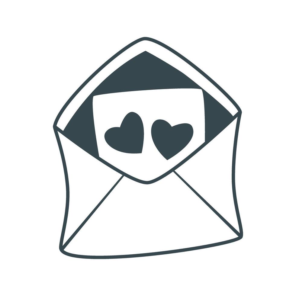 Letter in an envelope doodle sketch style illustration vector